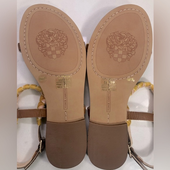 NWT Vince Camuto Sz 6 Raminta Pink/Yellow Braided Strap Leather Sandal - Picture 5 of 5